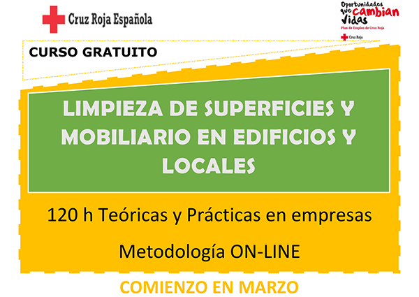 Curso gratuito de formación de capacitación en «Limpieza de Superficies y Mobiliario en Edificios y Locales».