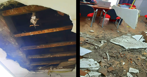 La caída del techo de Cruz Roja con personal dentro provoca la indignación del PP