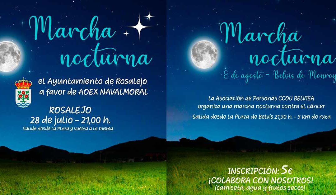 Marchas nocturnas contra el cáncer en Rosalejo y Belvís de Monroy a favor de AOEX