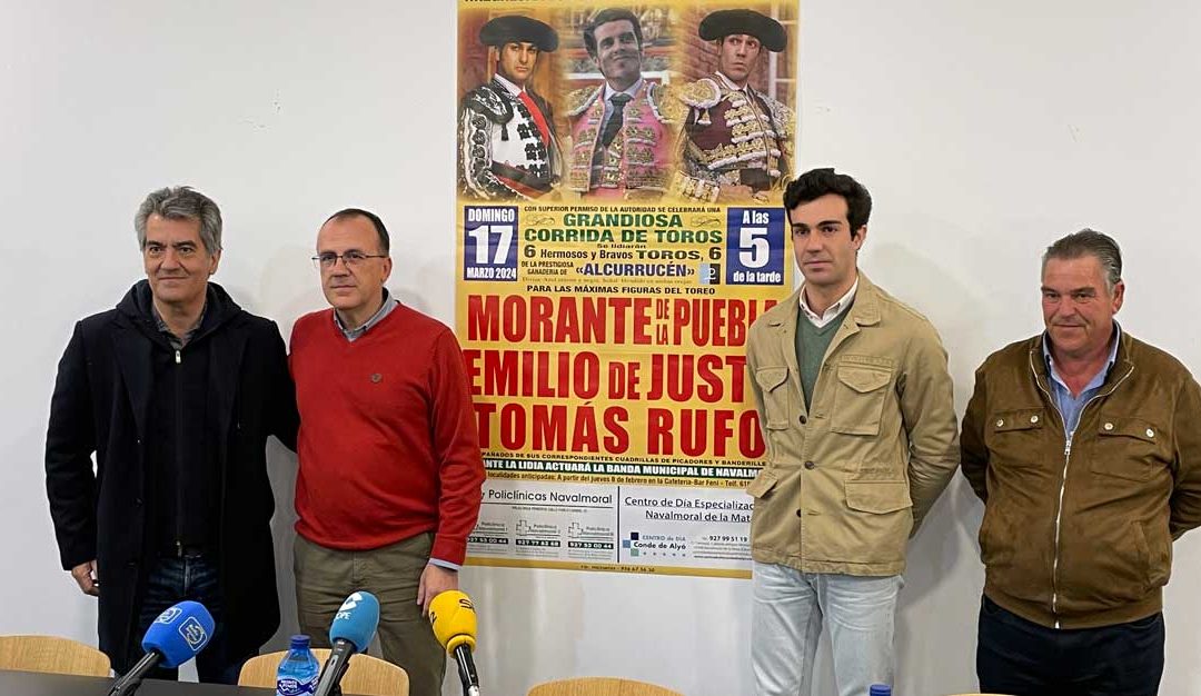 Morante de la Puebla, Emilio de Justo y Tomás Rufo torearán en  Navalmoral el próximo 17 de marzo