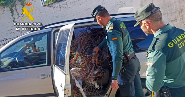 La Guardia Civil detiene a un hombre por el robo de cableado de cobre y recupera más de 800 kilogramos