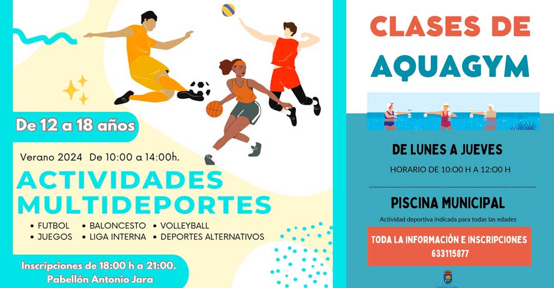 Programa estival de actividades multideportivas y clases de aquagym en Navalmoral de la Mata