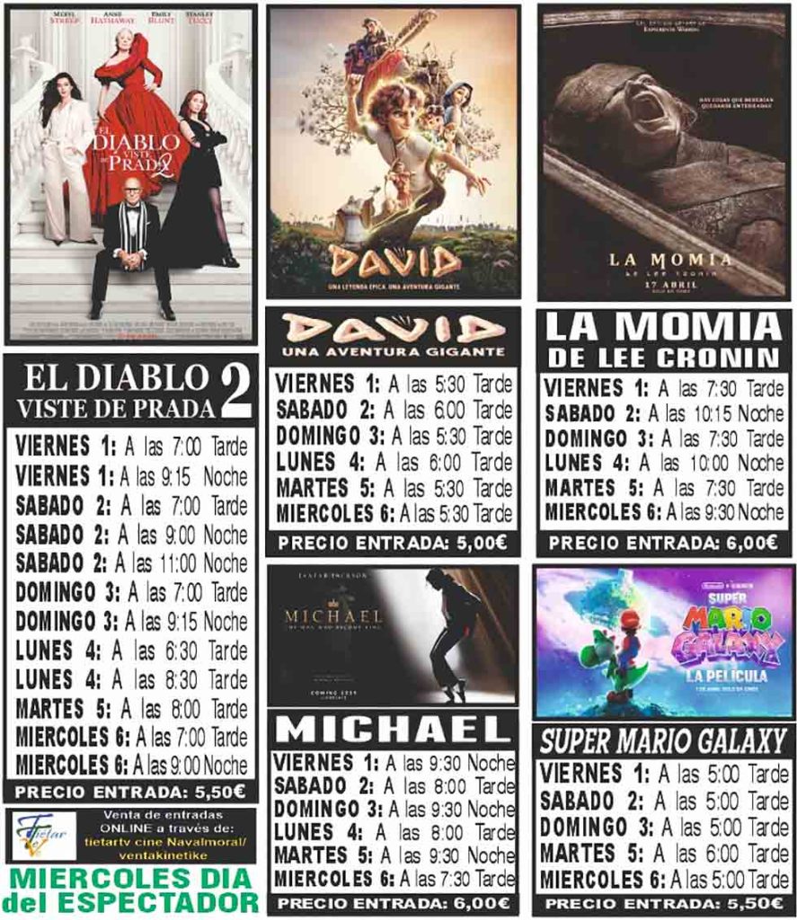 Cine Navalmoral cartelera del 1 al 6 de mayo de 2026