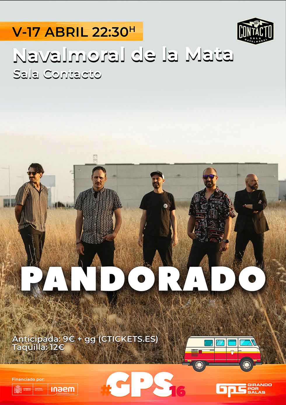 Cartel del concierto de Pandorado en Navalmoral de la Mata dentro de la gira Girando Por Salas #GPS16