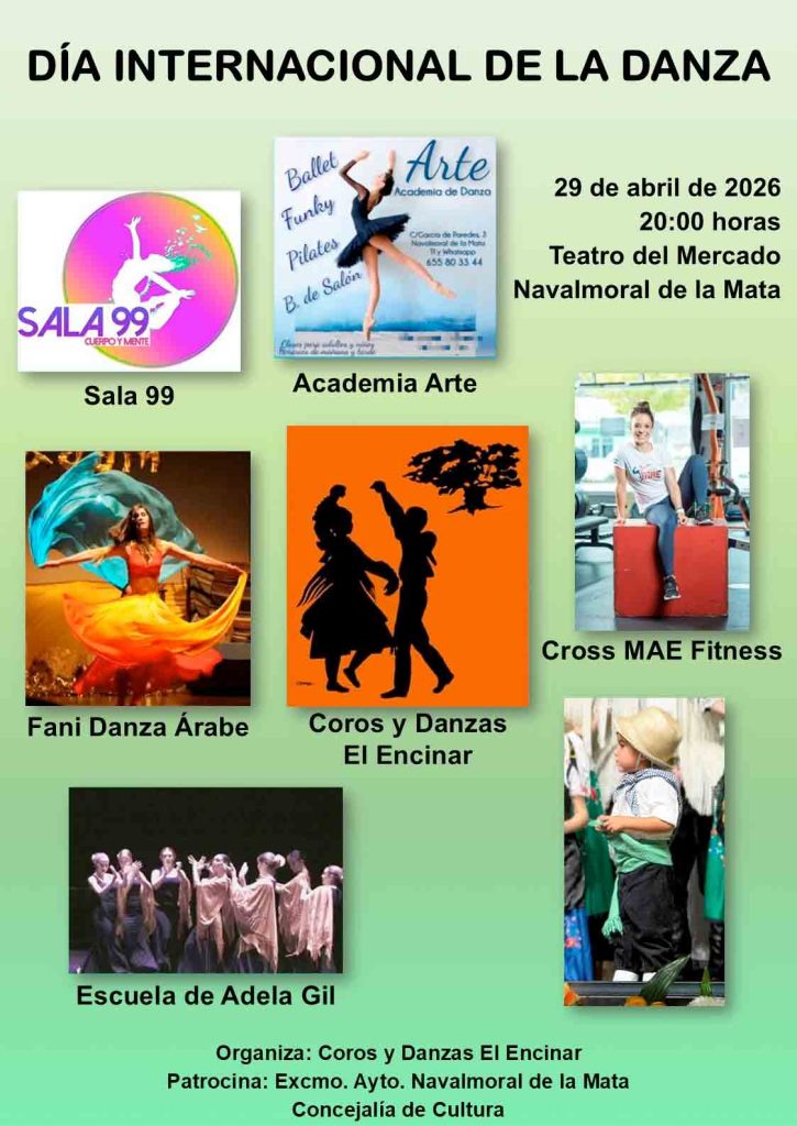 Cartel de la gala del Día Internacional de la Danza que se celebrará el 29 de abril en el Teatro del Mercado de Navalmoral de la Mata
