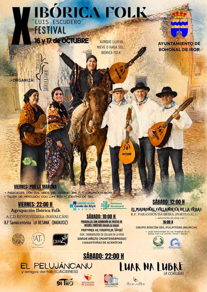 Cartel de la décima edición del Festival Ibórica Folk «Luis Escudero» de Bohonal de Ibor